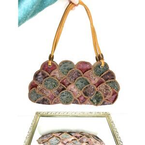 Vintage Authentic Handmade Filipino Leather Quilted Patchwork Tote Handbag